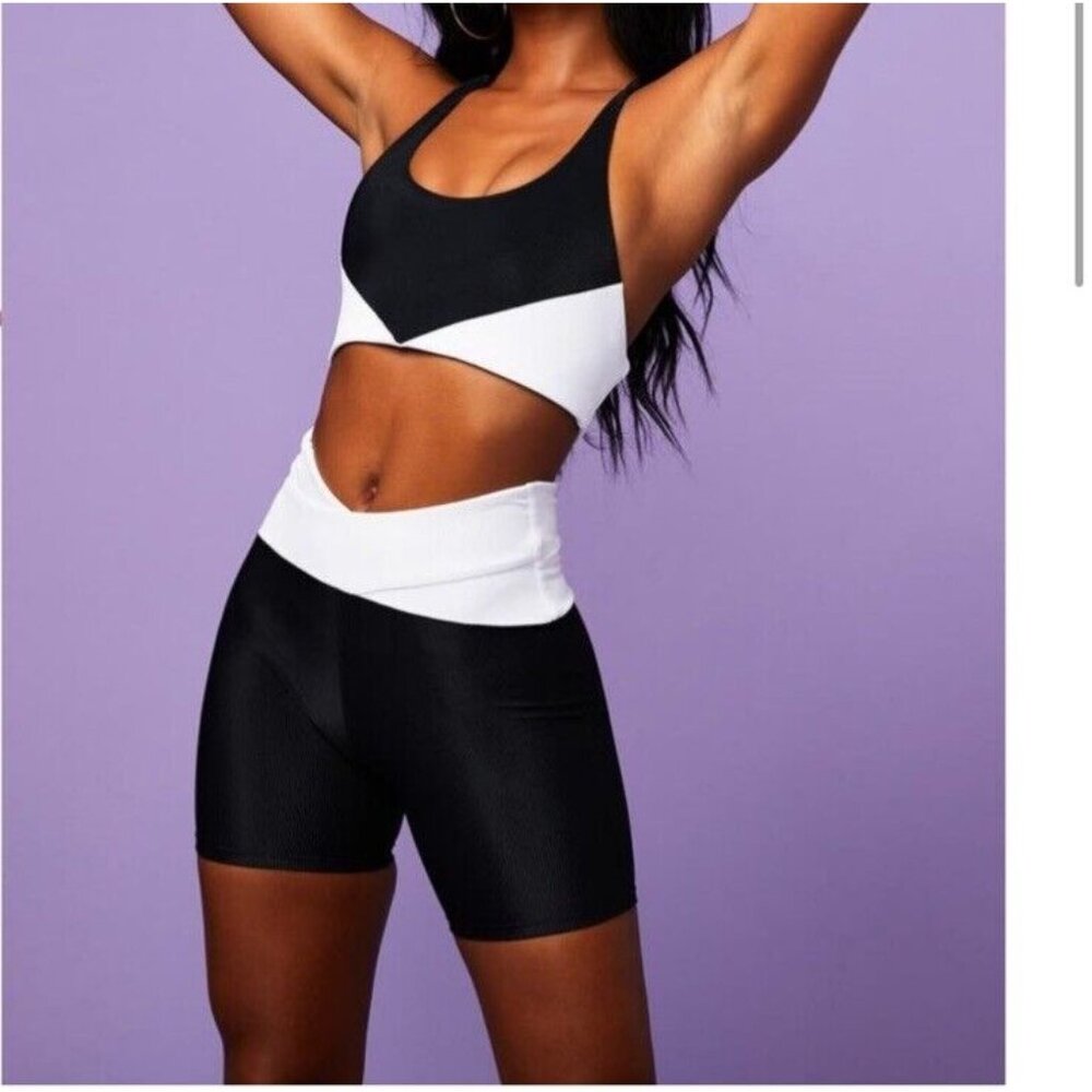 Beach Riot Norah Sports Bra Black White
